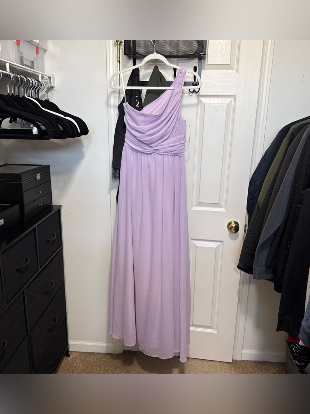 Othr Lavender One-Shoulder Chiffon Gown